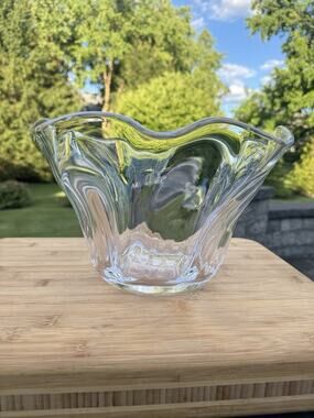 Simon Pearce Chelsea Optic Bowl Small Hand Blown Clear Glass Signed 10.75”